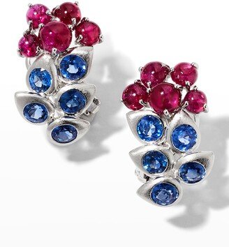 Alexander Laut White Gold Sapphire and Cabochon Ruby Grape Earrings