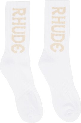 White & Tan Vertical Socks