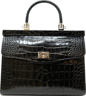 Black Croco Leather Paris Handbag