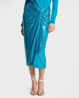 Sequin Twisted Midi Pareo Skirt