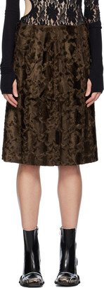 lesugiatelier Brown Vented Faux-Fur Midi Skirt