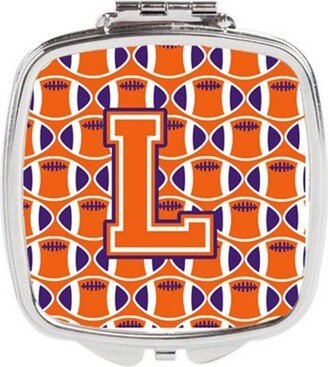 CJ1072-LSCM Letter L Football Orange, White & Regalia Compact Mirror