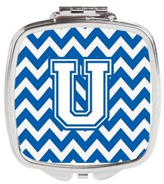 CJ1045-USCM Letter U Chevron Blue & White Compact Mirror, 3 x 0.3 x 2.75 in.