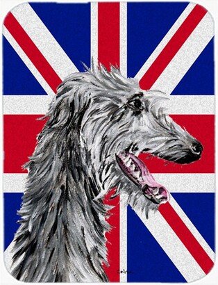 SC9871LCB Scottish Deerhound With English Union Jack British Flag Glass Cutting Board