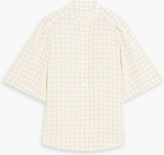 Shanton checked silk-crepe blouse