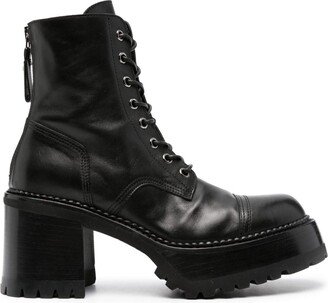 80mm Lace-Up Leather Boots-AA