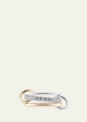 Petunia Two-Tone Diamond Pave 3-Link Ring