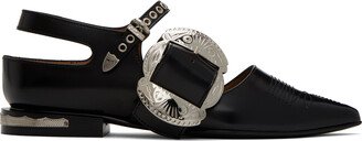 SSENSE Exclusive Black Embellished Buckle Ballerina Flats