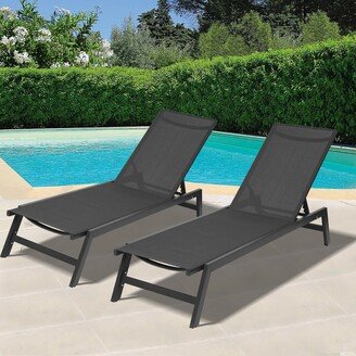 Outdoor 2-Pcs Set Chaise Lounge Chairs-AA