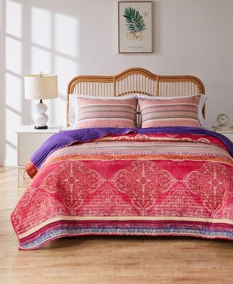 Aurora Boho Reversible 3 Piece Quilt Set, Full/Queen