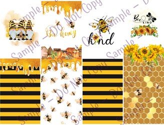 Gnome & Bees Clear Cast Pen Wraps | Epoxy Wrap Set White Glitter Decal