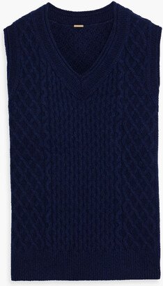 Brushed cable-knit cashmere and silk-blend vest