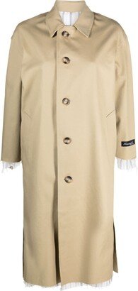 Contrast-Trim Trench Coat