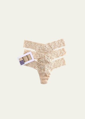 Three-Pack Low-Rise Signature Lace Thong