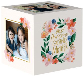 Photo Cubes: Floral Frame Photo Cube, Orange