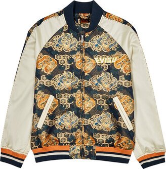 Logo Panelled Brocade Bomber Jacket