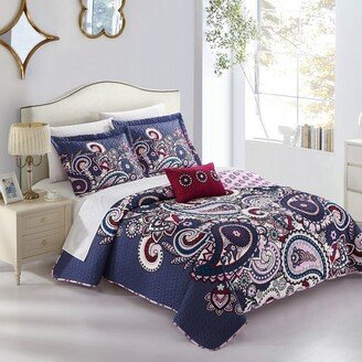 Chic Home Design Gaara 8 Piece Reversible Quilt Cover Set Boho Inspired Large Scale Paisley Print With Contemporary Geometric Patterned Bed In A Bag Bedding