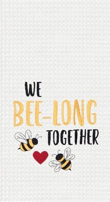 Bee-long Together Valentine's Day Embroidered Waffle Weave Kitchen Towel