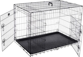 Pet Adobe Portable Double Door Folding Crate for Dogs - 42 x 27, Black