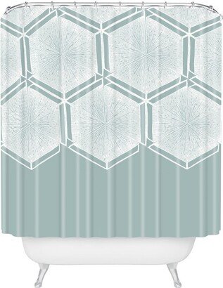 Honeycomb Shower Curtain Blue