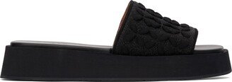 Black Petals Platform Mules