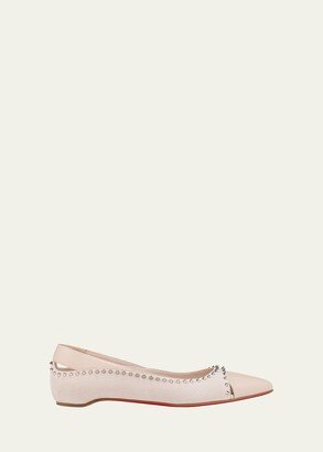 Duvettina Leather Spike Red Sole Ballerina Flats