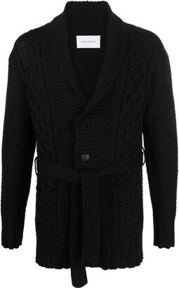 Cable-Knit Belted Cardigan