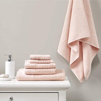 Gracie Mills 6 Piece Spa Waffle Cotton Jacquard Towels Set Pink 28x54