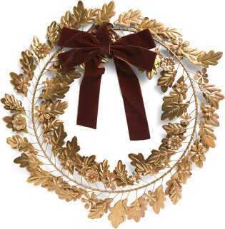 21in Metal Autumn Wreath With 13in Long Ribbon