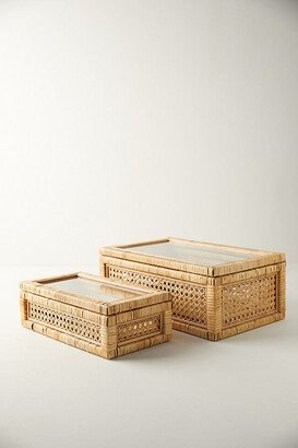 Rattan Box with Glass Lid-AA