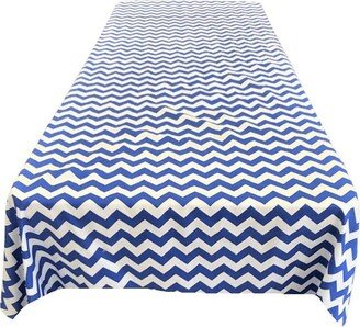 Rectangular Chevron/Zig Zag Print Poly Cotton Tablecloth | White/ Royal, Choose