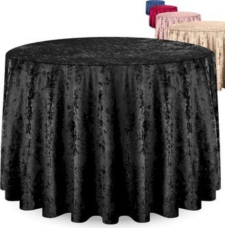 RCZ Decor RCZ Décor Elegant Round Table Cloth - Made With Fine Crushed-Velvet Material, Beautiful Black Tablecloth With Durable Seams