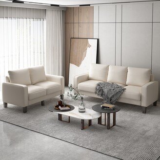 RASOO 2 Pieces Sofa Set Polyester, Loveseat and 3 Seats Couch with Storage Design