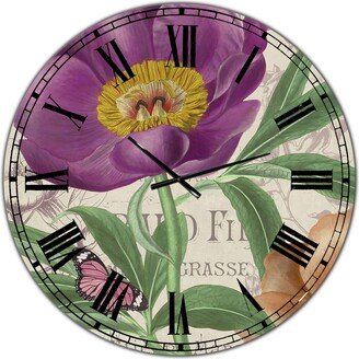 Designart Vintage-Inspired Flowers Iv Large Cottage Wall Clock - 36 x 36