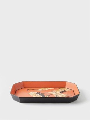 Japanese Crane Hand-painted Metal Tray