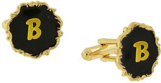 Jewelry 14K Gold-Plated Enamel Initial B Cufflinks