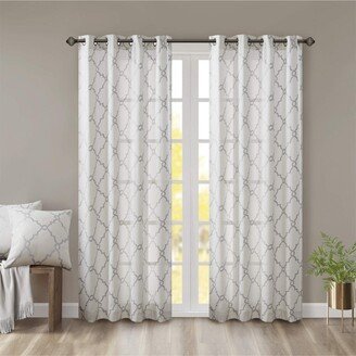 Gracie Mills Saratoga Fretwork Print Grommet Top Window Curtain Panel - 50x84