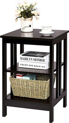 Tangkula 3-tier Side Table Nightstand Sofa End Table Storage Display Shelf Espresso