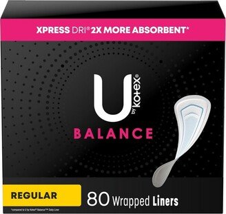 U by Kotex Balance Fragrance Free Panty Liners - Regular - 80ct