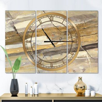 Designart 'Fire and Ice Minerals V' Glam 3 Panels Large Wall CLock - 36 in. wide x 28 in. high - 3 panels