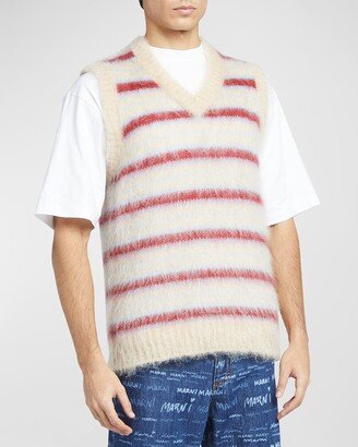 Men's Shaggy Block Stripe Sweater Vest-AA