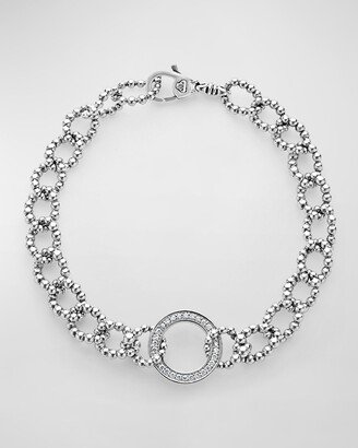 Caviar Spark Diamond Pave Circle 15mm Beaded Link Bracelet