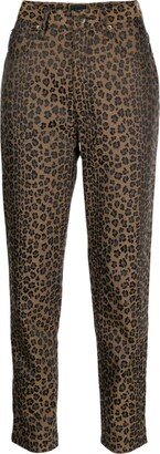 1990-2000s Leopard-Print Slim Cut Trousers