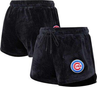 Women's Pro Standard Black Chicago Cubs Classic Velour Lounge Shorts