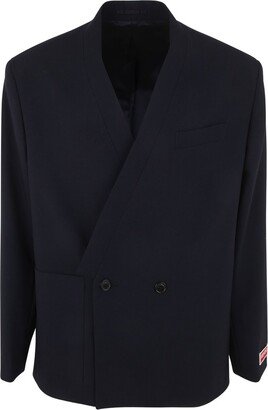 Shawl-Lapel Double-Breasted Tailored Blazer