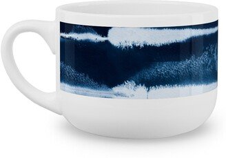 Mugs: Ikat Watercolor Stripes - Navy Latte Mug, White, 25Oz, Blue