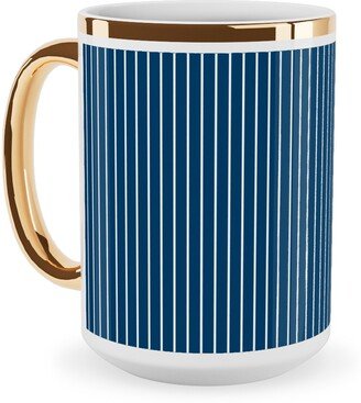 Mugs: Tennessee Pin Stripe Ceramic Mug, Gold Handle, 15Oz, Blue