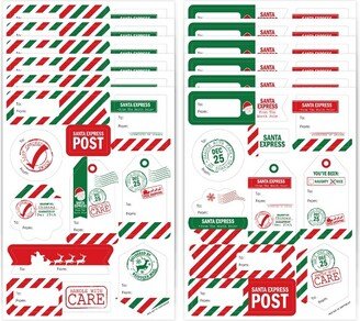 Big Dot of Happiness Santa's Special Delivery - Assorted From Santa Claus Christmas Gift Tag Labels - To and From Stickers - 12 Sheets - 120 Stickers