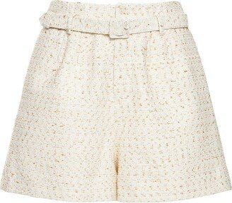 Bouclé belted wide shorts