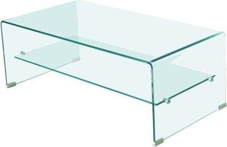 HCD Waterfall Coffee Table with glass top shelf - 14